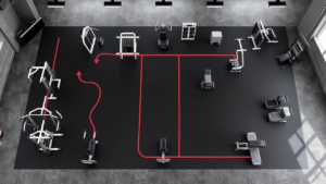 Cardio circuit layout featuring equipment for high-performance endurance drills